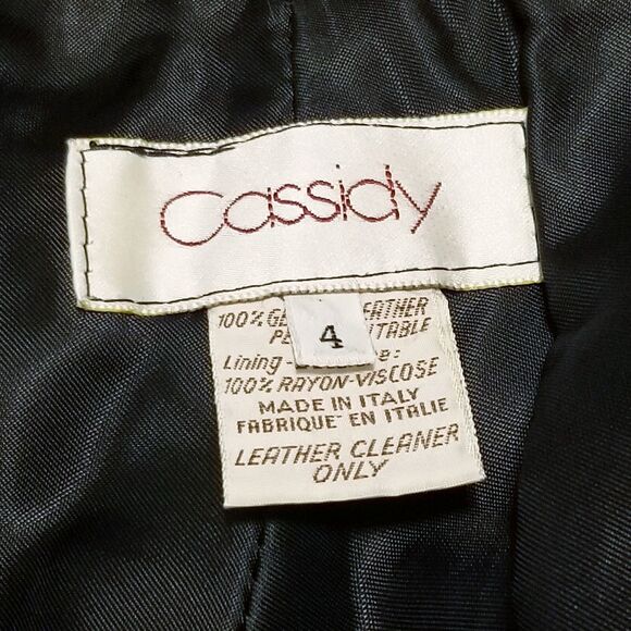 Cassidy Genuine Leather Pants Women Size 4 Black Pleated Vintage Italy (22×26.5) - Picture 5 of 5